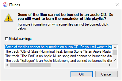 Apple Music Burning Error