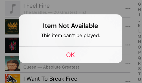 Apple Music Item Not Available