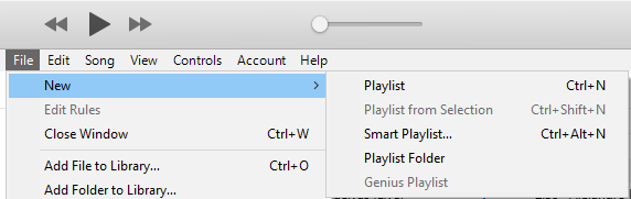 Create new playlist in iTunes