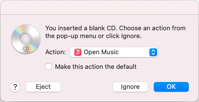 Open Music app when CD is inserted