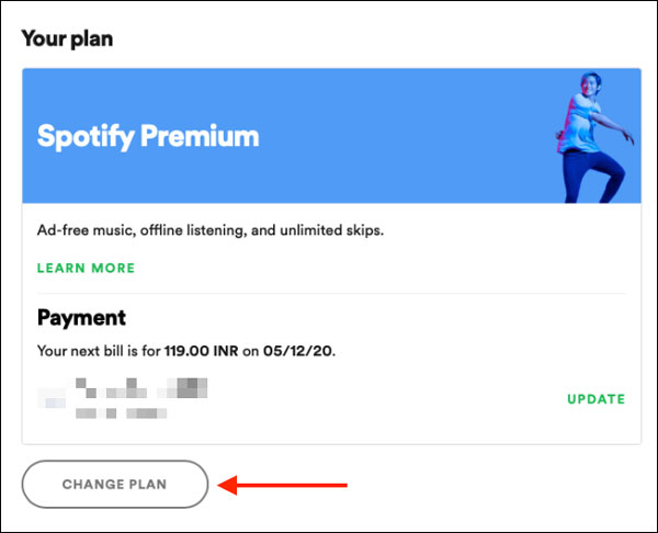 Change Spotify Premium Plan