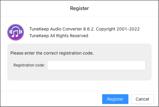 Register TuneKeep Audio Converter for Mac
