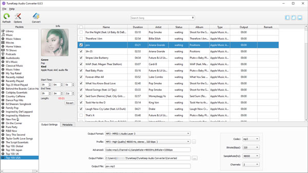 Choose MP3/M4A as output format